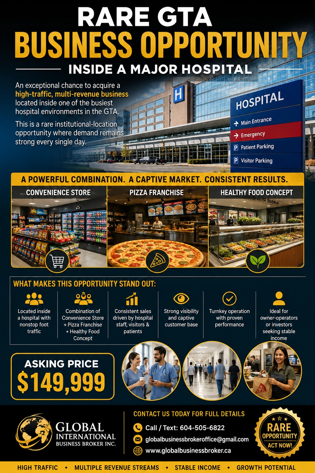 RARE GTA BUSINESS OPPORTUNITY INSIDE A MAJOR HOSPITAL